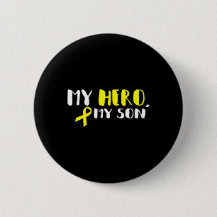 My Hero My Son - Gold Ribbon Kindertijd kanker pri Ronde Button 5,7 Cm