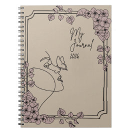 My Journal 2026 – Minimal Floral Line Art Aestheti Notitieboek