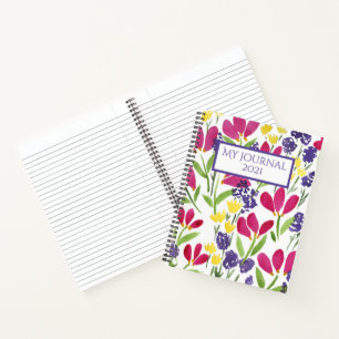 My Journal Custom Flowers Roze Paarse Geel Notitieboek