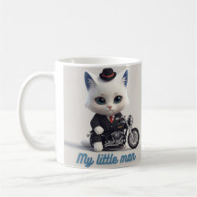 My Little Man Mug - Cute Kawaii Cat on Motorcycle 