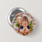 My Little Princess Happy Birthday Fotonaam Ronde Button 5,7 Cm (Voorkant /achterkant)