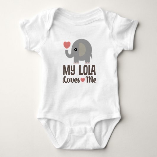 My Lola Loves Me Grandchild Elephant Romper (Voorkant)
