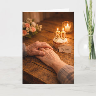 My Love 80ste verjaardag romantische kaars cupcake Kaart