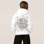 "My Love My Life" Élégant Script Pullover Ho (Dos entier)