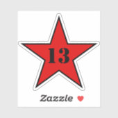 My Lucky Number Star - Nummer 13 - v2 (rood) Sticker (Vel)