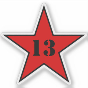 My Lucky Number Star - Nummer 13 - v2 (rood) Sticker