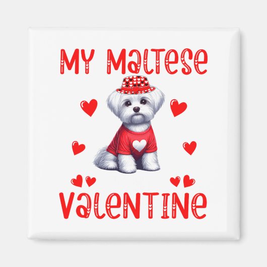 My Maltese Is My Valentine Hearts Costume Single O Magneet (Voorkant)