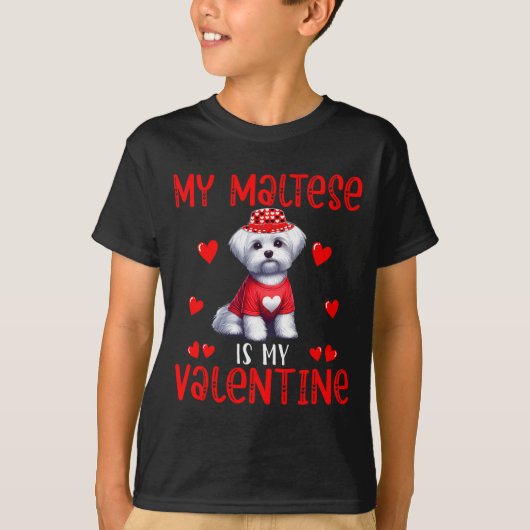 My Maltese Is My Valentine Hearts Costume Single O T-shirt (Voorkant)