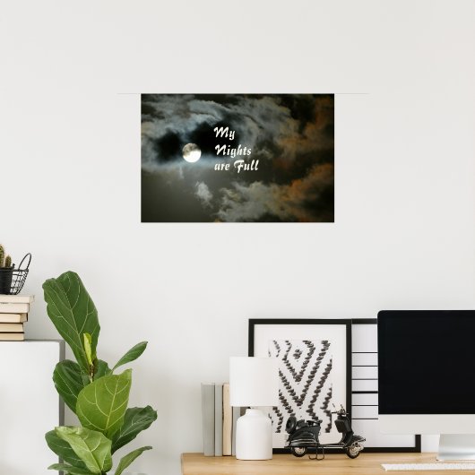 My Nights are Pleine lune Night Sky Poster (Bureau à domicile)