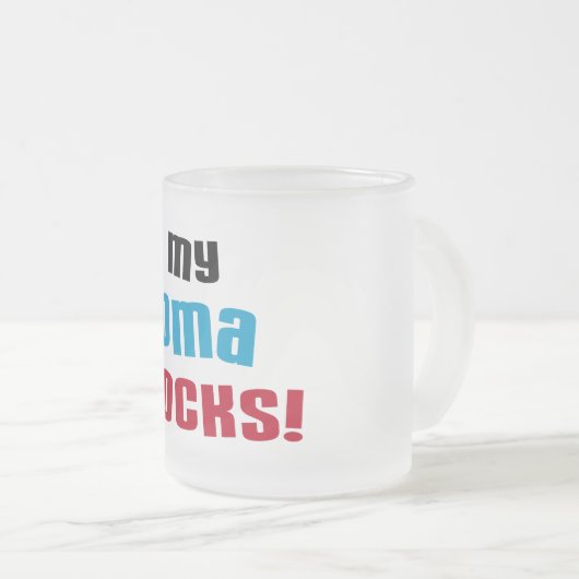 My Oma Rocks T-shirts en geschenken Matglas Koffiemok (Voorkant rechts)