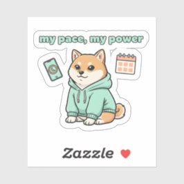 My Pace My Power Sticker – Motivational Shiba Dog 