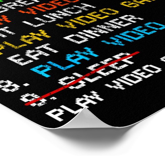 My Perfect Day Play Video Games Funny Gamer Gaming Poster (Hoek)