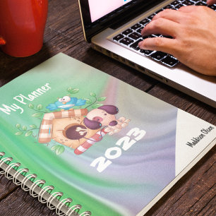 My Planner Cute Dog House sur Marbre avec nom