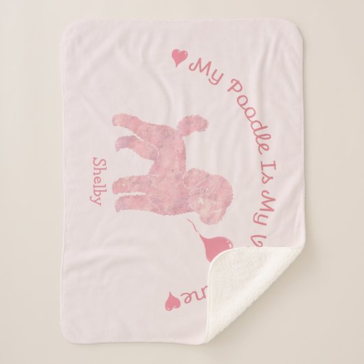 My Poodle Is My Valentine Poodle Custom Name Sherpa Deken (Voorkant)