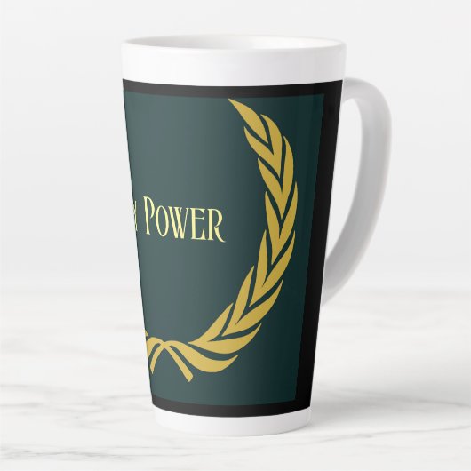 My Power Text Couronne jaune Image Latte Mug (Angle droit)