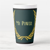 My Power Text Couronne jaune Image Latte Mug (Devant)