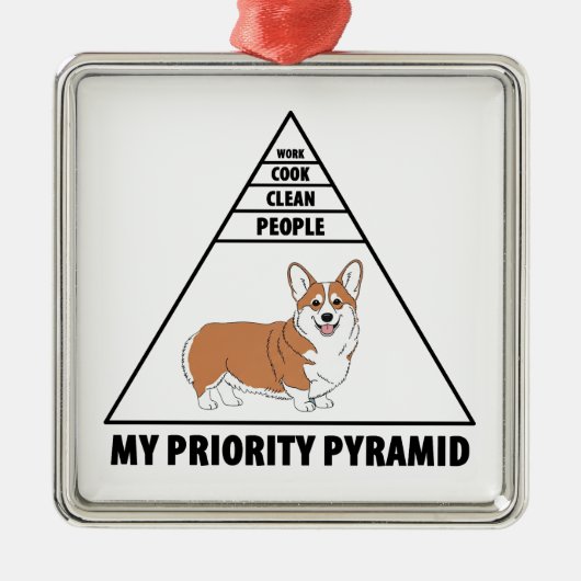 My Priority Pyramid Corgi Metalen Ornament (Voorkant)