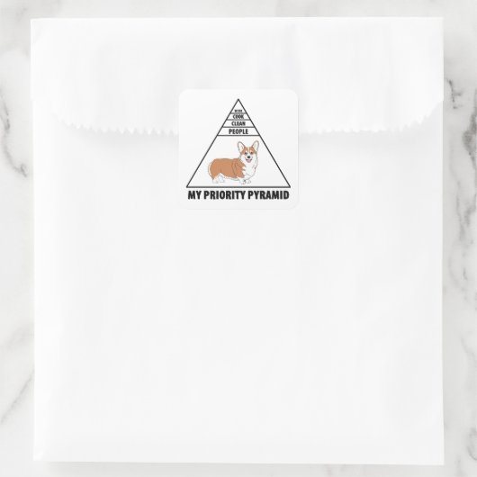 My Priority Pyramid Corgi Vierkante Sticker (Tas)