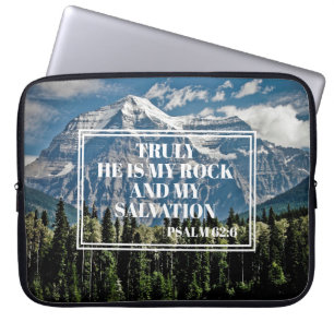 My Rock My Salvation Christelijk Bible Mountain Laptop Sleeve