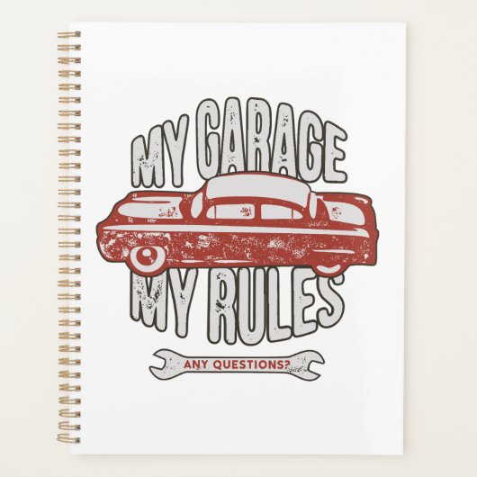 My Rules Classic Red Car Retro Mechanic Planner (Voorkant)