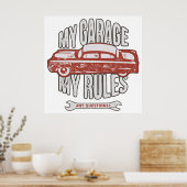 My Rules Classic Red Car Retro Mechanic Poster (Keuken)