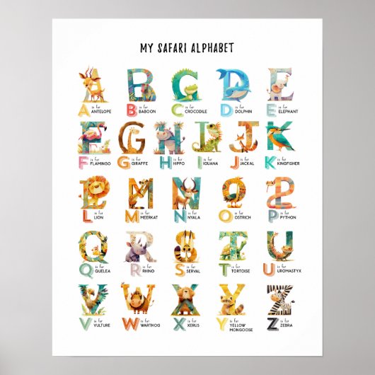 My Safari Animal Alphabet Poster éducatif (Devant)