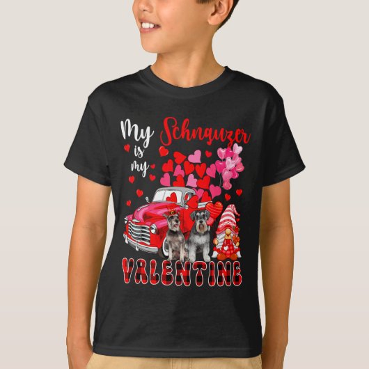 My Schnauzer Is My Valentine Two Dogs With Gnome P T-shirt (Voorkant)
