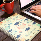 My School Notes aangepaste naam kleurrijke uilen S Notitieboek