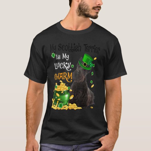 My Scottish Terrier Is My Lucky Charm Cute Dog Pat T-shirt (Voorkant)