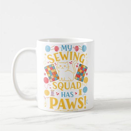 My Sewing Squad Has Paws Funny Cat Quilting Koffiemok (Links)