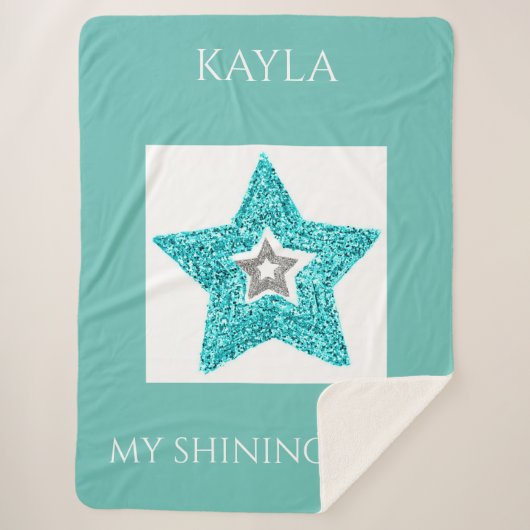 'My shining star" couverture sherpa personnalisée. (Devant)