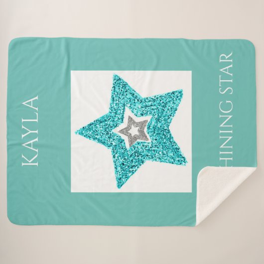 'My shining star" couverture sherpa personnalisée. (Devant (Horizontal))
