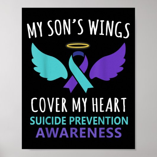 My Son's Wings Cover Heart Suicide Awareness Ribbo Poster (Voorkant)