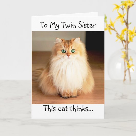 "MY TWIN" EST LA BONNE CARTE D'ANNIVERSAIRE "CAT'S (Fleur jaune)
