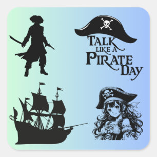My Unique Pirate Sticker: Avontuur wacht op u Vierkante Sticker