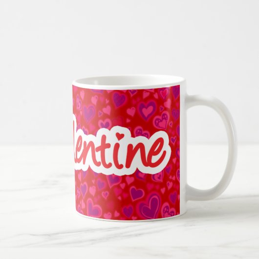 "My Valentine" coeurs rouge rose violet mug (Droite)