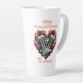 My Valentine has a V-Twin, Biker style Latte Mok (Rechterhoek)