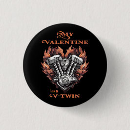 My Valentine has a V-Twin, Biker style Ronde Button 3,2 Cm