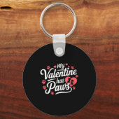 My Valentine Has Paws Cute Pet Valentine Sleutelhanger (Voorkant)