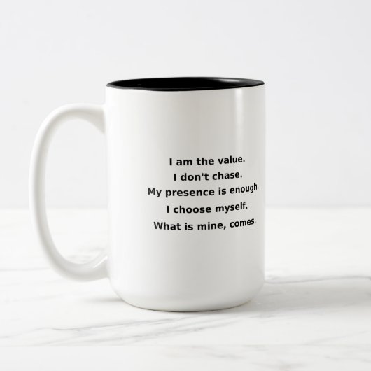 My Value Isn’t Negotiable | Power Self-Love Mug Tweekleurige Koffiemok (Links)