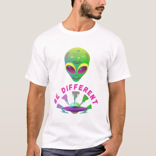 My Vibe Be Different – Alien & Spaceship Design T-shirt (Voorkant)