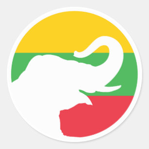Myanmar Aziatische olifant Birmaans nationaal dier Ronde Sticker