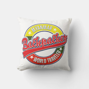 Myanmar backpacker world traveller logo kussen