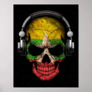 Myanmar Dj Skull met hoofdtelefoon Poster