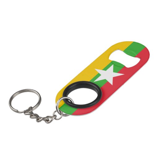 Myanmar Flag Mini Flessenopener (Voorkant Gekanteld)