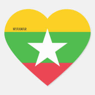 Myanmar Flag Splendid Patriotic Hart Sticker