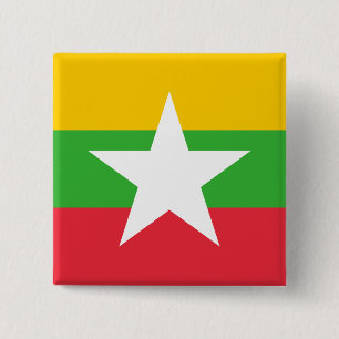 Myanmar Flag Vierkante Button 5,1 Cm