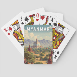 Myanmar Illustratie Reis Kunst Vintage Pokerkaarten