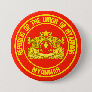 Myanmar Round Emblem Ronde Button 7,6 Cm