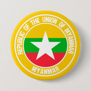 Myanmar Round Emblem Ronde Button 7,6 Cm